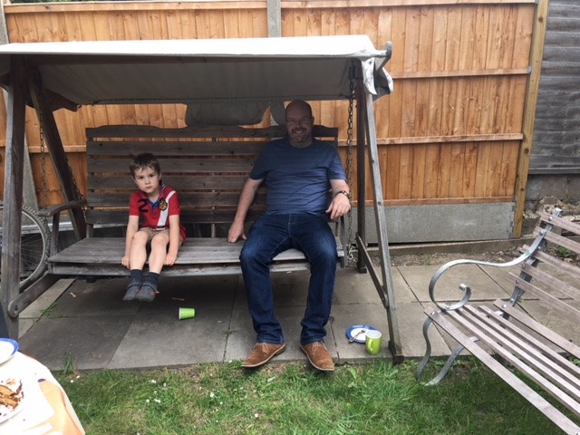 Paul and son tuckered out